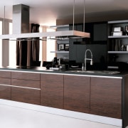 view of this kitchen designed and manufactured by cabinetry, chest of drawers, cuisine classique, furniture, interior design, kitchen, product design, black, gray