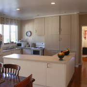 A view of the kitchen before it was cabinetry, countertop, interior design, kitchen, real estate, room, gray, brown