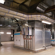 A view of the heating, ventilation and air factory, industry, machine, gray, black