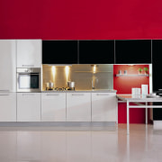 A view of a kitchen by the Kitchen furniture, interior design, kitchen, product design, red, gray