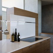 View of the Kitchen an surrounding living areas architecture, cabinetry, countertop, floor, flooring, furniture, interior design, kitchen, product design, wood, gray, black