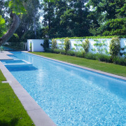 View of the long Pool that features perimeter estate, garden, grass, landscape, landscaping, lawn, leisure, plant, property, real estate, reflecting pool, swimming pool, tree, water, water feature, water resources, watercourse, yard, teal
