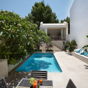 View of this Secluded pool surround by lush architecture, estate, home, house, leisure, property, real estate, resort, swimming pool, villa, gray