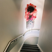 A view of the curved plasterboard walls installed flower, gray, brown