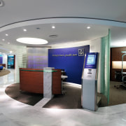 A view of the Al Rajhi Bank in ceiling, interior design, lobby, office, gray