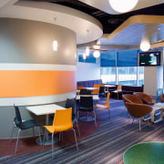 A view of some interior design by Mainzeal architecture, ceiling, daylighting, floor, flooring, furniture, interior design, office, table, gray