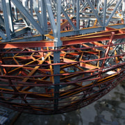 A view of the structural steel erected in galleon, reflection, tourist attraction, black