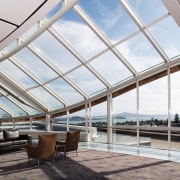 A view of some windows from Woods Glass building, daylighting, real estate, roof, structure, white, gray
