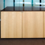 A view of polished timber partitioning screens,some moveable. cabinetry, floor, flooring, furniture, hardwood, plywood, product design, sideboard, wood, wood stain, orange