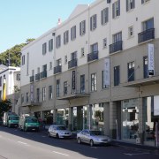 An exterior view of the domain terraces - apartment, architecture, building, car, city, condominium, downtown, facade, family car, home, house, infrastructure, metropolitan area, mixed use, neighbourhood, property, real estate, residential area, road, sky, street, suburb, town, urban area, window, gray, black