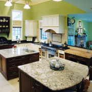 A view of this kitchen featuring tiled flooring, countertop, home, interior design, kitchen, room