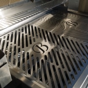 A view of the Stainless steel outdoor cooking metal, black, gray