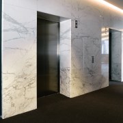 A view of the lobby and entrance to architecture, ceiling, floor, glass, interior design, wall, black, white