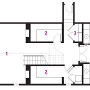 Legend for plan: 1 bedroom,2 walk in closets, architecture, area, design, diagram, drawing, floor plan, font, line, plan, product design, white