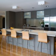 A view of some kitchen appliances from Electolux. countertop, floor, flooring, hardwood, interior design, kitchen, real estate, room, table, wood flooring, gray