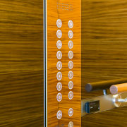 A view of the Lifts installed in the interior design, lighting, orange, wood, yellow, brown, orange