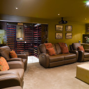 A view of the wine cellar and home furniture, home, interior design, living room, room, brown