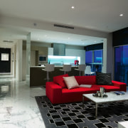 An interior viw of this apartment living area architecture, ceiling, floor, home, house, interior design, living room, room, gray