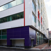 A view of the Headquarters of the New apartment, architecture, building, commercial building, condominium, corporate headquarters, facade, headquarters, house, metropolitan area, mixed use, neighbourhood, residential area, white