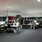 A view of this interior office fitout designed interior design, office, gray, black