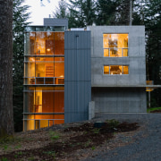 An exterior view of this David gray architecturally architecture, building, facade, home, house, shed, wood, black