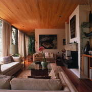 An interior view of the livings areas in ceiling, estate, home, house, interior design, living room, real estate, room, wood, brown