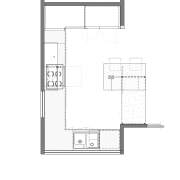 plan of the kitchen showing how cooking, preparation angle, area, design, diagram, elevation, floor plan, house, line, plan, product, product design, schematic, square, structure, white