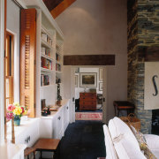 A view of the interior living areas featuring ceiling, estate, home, interior design, living room, property, real estate, room, black