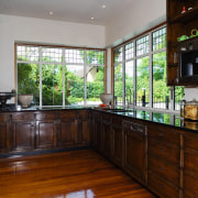 A view of this kitchen feautring solida aged cabinetry, countertop, estate, home, interior design, kitchen, property, real estate, room, window, gray