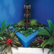 An exterior view of the patio and garden arecales, majorelle blue, palm tree, plant, tree, blue