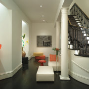 Glassworks by Dale Chihuly grace the colourful gallery architecture, ceiling, interior design, lobby, orange