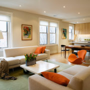 A view of the living area, wooden flooring ceiling, furniture, interior design, living room, real estate, room, brown