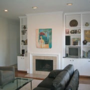 A view of the living area before it ceiling, floor, furniture, home, interior design, living room, property, real estate, room, wall, gray