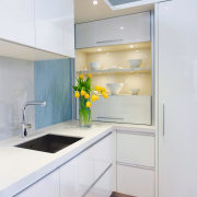 A view of the this kitchen designed by cabinetry, countertop, interior design, kitchen, real estate, room, white, gray