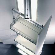 A view of these kitchens featuring cabinetry from architecture, daylighting, furniture, glass, lighting, product, product design, window, gray