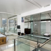 A view of the master bedroom and Bathroom, architecture, glass, house, interior design, real estate, gray