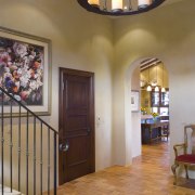 A view of the entrance feauting terra cotta ceiling, estate, floor, flooring, hall, hardwood, home, interior design, lobby, real estate, wall, window, wood flooring, brown