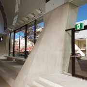 A view of the Interior of the Ian architecture, building, daylighting, glass, stairs, structure, gray