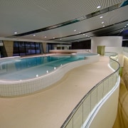 An interior view of the ian thorpe aquatic leisure, leisure centre, sport venue, swimming pool, gray