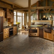 A view of the new Oiled Bronze and cabinetry, countertop, cuisine classique, floor, flooring, hardwood, interior design, kitchen, room, wood, wood flooring, brown