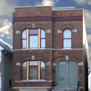 A view of the custom cherry timber cabintry architecture, brick, brickwork, building, commercial building, elevation, facade, home, house, landmark, neighbourhood, real estate, residential area, siding, wall, window, wood, gray