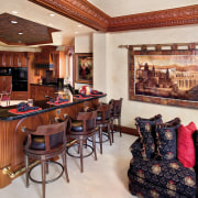 The ceiling is surrounded by an acanthus crown interior design, living room, real estate, room, gray