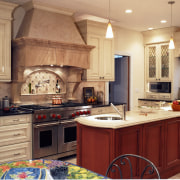 A view of a kitchen design by Insignia cabinetry, countertop, cuisine classique, interior design, kitchen, room, orange