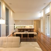 A view of this kitchen featuring the latest ceiling, floor, flooring, interior design, living room, real estate, room, window, orange, gray