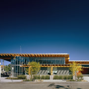 View of the Ballard Library and Neighborhood Service architecture, building, corporate headquarters, landmark, mixed use, sky, structure, blue