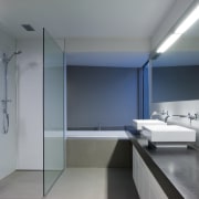 Morning sun, views and a spacious contemporary design architecture, bathroom, interior design, room, sink, gray