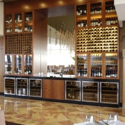 Vintec wine cabinets enhance the professional ambience of café, countertop, interior design, kitchen, liquor store, restaurant, wine cellar, winery, brown