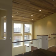 A view of some interior paint from Kelly architecture, ceiling, daylighting, floor, flooring, hardwood, house, interior design, lobby, loft, property, real estate, room, wall, window, wood, wood flooring, brown