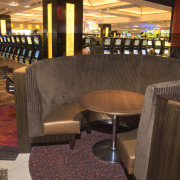 Central Joinery sourced all the timber, and manufactured furniture, interior design, lobby, restaurant, table, black, brown