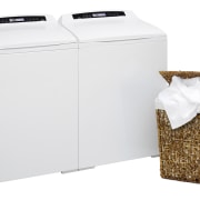 A view of this laundry featuring the latest product, product design, white